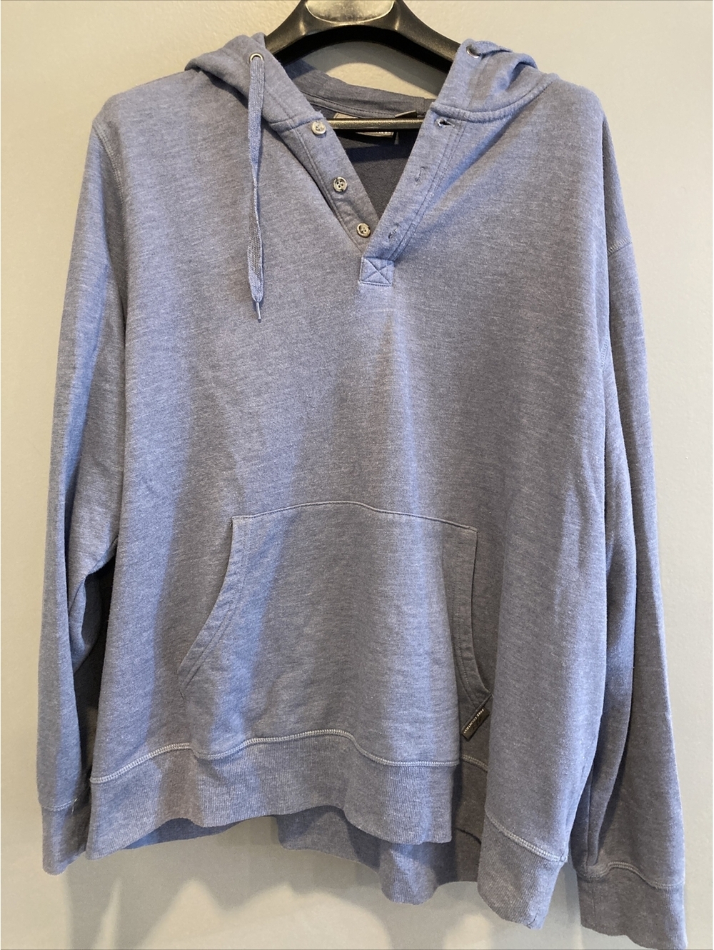 Free Country Mens XXL Light Blue 1/4 Button Hoodie Hooded Sweatshirt